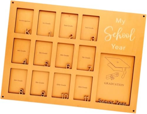 Gcljlmy Cornice portafoto in legno per anni scolastici K12 15,7 x 11,8 pollici, supporto da parete multifunzionale con 13 fessure per studenti, mamme e bambini, leggera (arancione)