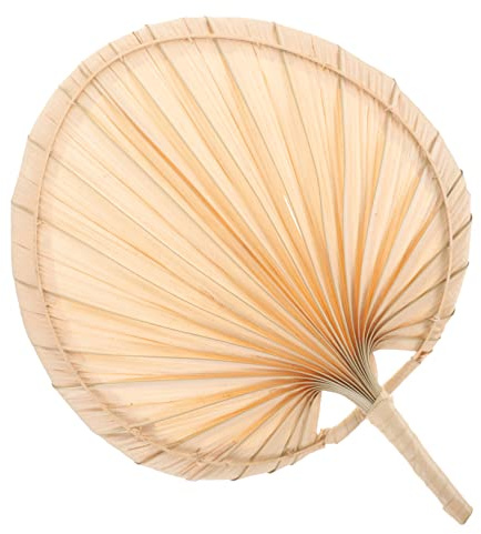 Lurrose Abanico de Mano de Palma Mano Estilo Chino Vintage Abanico Portátil Ligero para Verano para Bodas Fiestas y Decoración de Interiores
