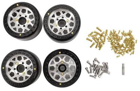 Tbest RC Car Wheels Rims, Aluminum Alloy 1.9in Metal RC Vehicle Wheel Hub for 1/10 Scale Remote Control Car