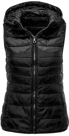 Flodxo Womens Gilets and Bodywarmers UK Winter Puffer Gilet Ladies Thermal Vest Lightweight Quilted Jackets Hood Warm Sleeveless Bodywarmer Outerwear Parka Coats Hooded Down Jacket