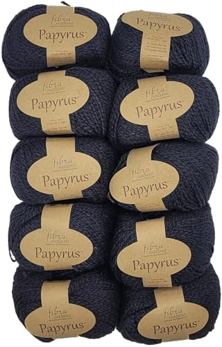 10x50 Gramm Ilkadim Export Papyrus Strickgarn Baumwolle Seide, Strickwolle einfarbig, 500g Baumwollgarn Seidengarn (schwarz 229-26)