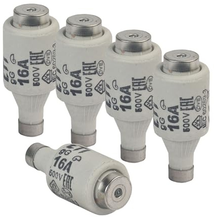 Sicherung DIAZED DII E27 6 bis 25 Ampère Blister mit 5 Stück Schmelzsicherungen träge als Ersatz für Sockel in Sicherungskasten und Wohnungsverteilung (Grau (5er Blister 16A))