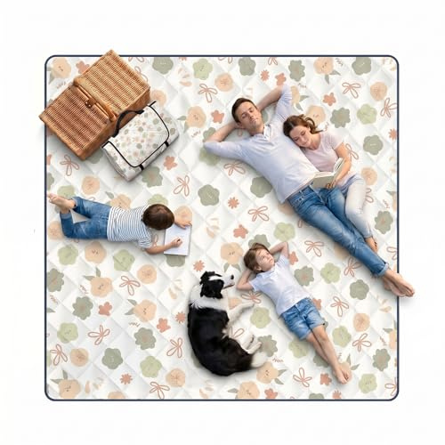 MinXin Manta de Picnic 200 x 200 cm, Esterilla de Picnic, Manta Plegable Portátil, con Asa, Manta de Camping Impermeable, Esterilla Playa, para Barbacoa al Aire Senderismo Parque Jardín(Verde)