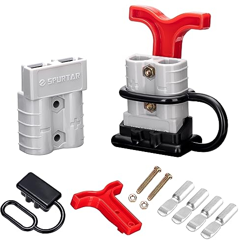 Spurtar 50A 6AWG Connecteur Batterie Rapide de (2 Lot), Connecteur/Déconnexion de Prise de Faisceau de Câbles, de Fil à Déconnexion Rapide de Borne de Batterie - avec Poignée