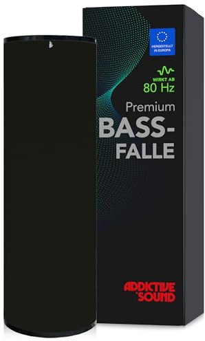 Addictive Sound Bassfalle Rund Premium 100 cm Bass Trap, Schwarz | Studio-Qualität, spezialisierte Akustikwolle 80-210 Hz, stapelbar, freistehend, Made in EU, 36 Monate Garantie