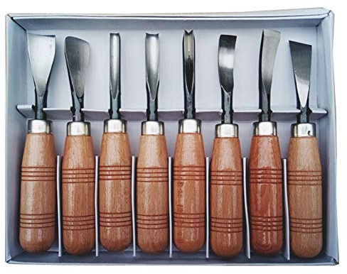 Holzschnitzerei Tools Kit, 8Pcs Professionelle Holz Werkzeuge Bildhauer Set für Schnitzen Löffel und DIY-Kunst-Fertigkeit Holzschnitzerei, für Anfänger und Profis