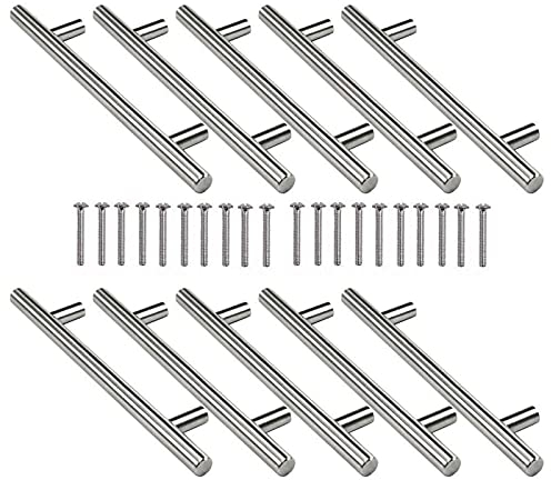 10 x möbelhandtag i rostfritt stål, skåphandtag, möbelhandtag, stånghandtag, reling-handtag för dörr, köksskåp, garderob, handtag, rostfritt med skruvar (hålavstånd: 96 mm)