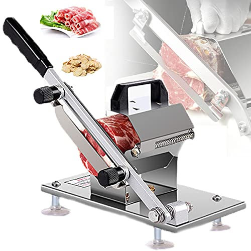 WZFANJIJ Manual Frozen Meat Slicer, Stainless Steel Manual Meat Cutter, Beef Mutton Chicken Duck Fish Vegetable Food Slicing Machine, Deli Slicer for Home Kitchen