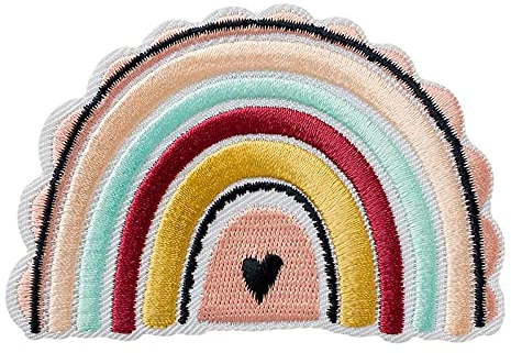 Mono Quick 10600 Regenbogen mit Herz Applikation, Bügelbild, Patch, Aufnäher