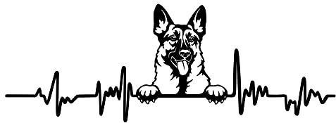 Aufkleber Herzschlag Tiere Breite 27cm Lifeline Heartbeat Deko Sticker Selbstklebend für Auto Kühlschrank Laptop Autoaufkleber K150 (Schwarz Matt, 04 Schäferhund)