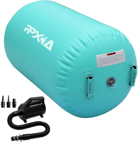 Air Roll uppblåsbar luftskoter, gym luft trumma luft hjul gymnastiska cylinder, gymnastik gymnastikmatta yoga rulle med pump för gym, träning, yoga