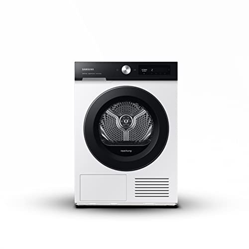 Samsung Asciugatrice Ai Control con Optimal Dry sensor DV90BB5245AES3 9 Kg, Pompa di Calore, Classe A+++, Wifi, Oblò reversibile, Carica Frontale, 60l x 85h x 60p cm