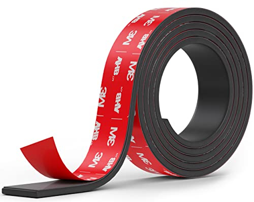 DANJOY® Nastro magnetico autoadesivo (1 m), forte adesivo – Forte magnete, striscia magnetica con adesivo 3M VHB extra forte per coltelli, lavagne bianche e molto altro ancora.
