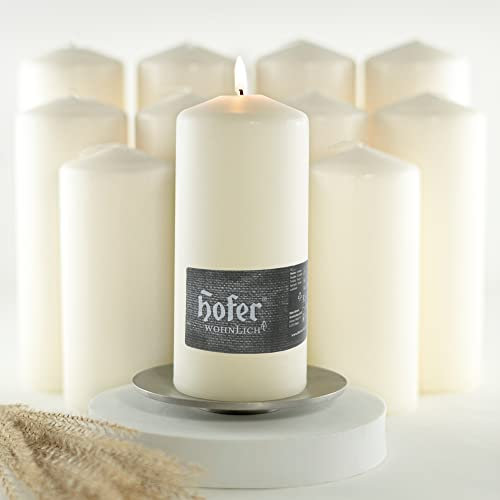 HOFER STUMPENKERZEN SET sortiert - Ø 68 x 150/180/210 mm – elfenbein, creme, champagner | besonders lange Brenndauer ca. 45/60/96 Std. | Laternenstumpen | Kerzen | Großpackung | 12er Kerzen Set