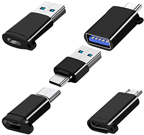 Adattatore USB C (5 pezzi), Adattatore da Micro USB a USB C, Adattatore da USB C Femmina a USB 3.0 Maschio, Compatibile con Dispositivi USB、TYP C (PC, MacBook Pro, Samsung Galaxy)
