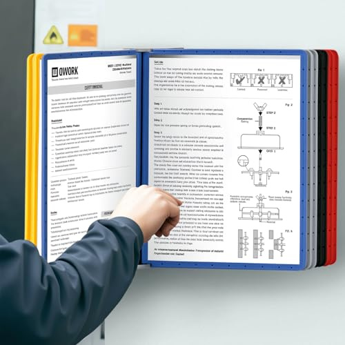 QWORK® Wand Sichttafelsystem - 10X Sichttafeln A4 - Mehrfarbig Dokumentenhalter für Messehallen, Restaurants, Büros, öffentliche Plätze
