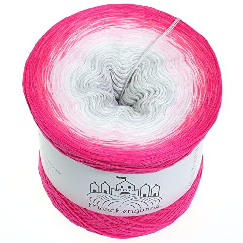 Farbverlaufsgarn Bobbel 300g - 1140m 4Fädig Wolle Strickwolle Häkeln (Poppy - Neonpink außen)