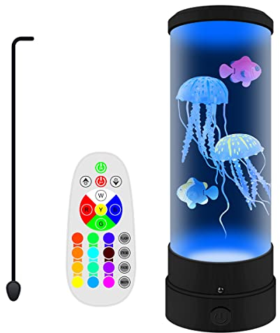 YATOSEEN Jellyfish Lava Lamp Led, Quiet Desk Mood Jellyfish Aquarium Light, 16 Color Changing Remote Control Electric Jellyfish Lamp for Home Decor & Gifts for Adults and Kids