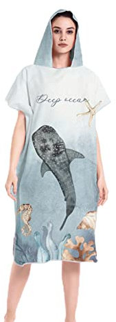 INDIRAN Surfing Regenponcho, Mit Reißverschluss Strand Tauchen Schwimmen Surfen Umkleide Bademantel Erwachsene Jugendliche Umkleidekabine mit Kapuze Handtuch