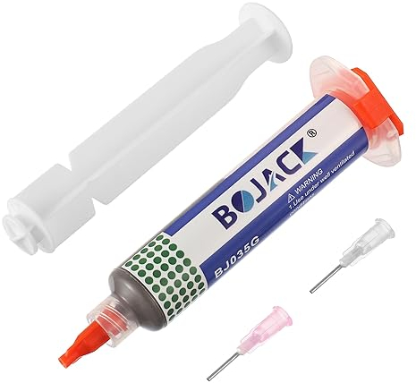 BOJACK Bleifrei Lötflussmittel-Zinnpaste Sn42 Bi58 Bleifreies Lötpaste Niedrige Temperatur 138°C Spritzenlötpaste mit 2 Dosierwerkzeuge und Schubstangen für BGA SMT Lötzinn (1.05oz/35g)
