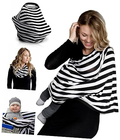 Toyvian Bufanda de Lactancia de Algodón Diseño de Tiras para Niñas y Niños, Multiusos y Protege del Viento, Adecuado para Usar como Cubierta Materna Coche Aire Libre