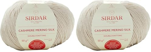 Sirdar Cashmere Merino Silk DK Double Knitting, Mother of Pearl (408), 50g (Pack of 2)
