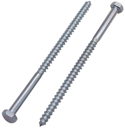 SKIR'CO (35 piezas) Tornillos para madera con cabeza hexagonal de acero galvanizado M6 x 110 mm, tirafondos DIN 571, tornillos hexagonales, tirafondos