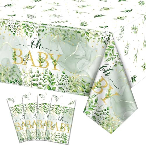 4 tovaglie verdi salvia per baby shower, 220 x 130 cm, rettangolari, color verde salvia, per la casa, per compleanni, decorazioni per tavoli baby shower