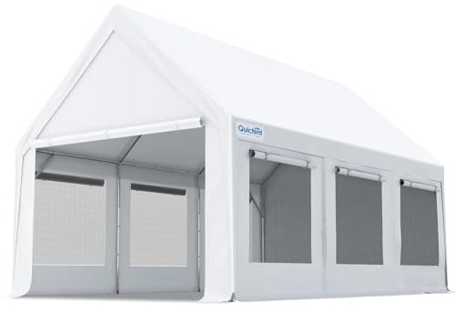 Quictent Toldo resistente de 10 x 20 pies con pico alto y paredes laterales de ventana de ventilación, cobertizo de almacenamiento para caravana, camión, barco, tienda de campaña al aire libre para