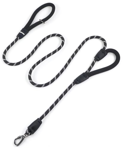 Wolfone Hundeleine, 2.1m, Schwarz | Extra Gepolstert, Abschließbarer Metallkarabiner, Reflektierend, Zugfrei, Hochleistungs