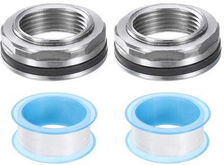 QUARKZMAN 2pz Raccordo a Parete 3/4 Femmina Acciaio Inossidabile 304 Connettore Serbatoio Acqua Adattatore Serbatoio Acqua Raccordo a Tubo con Nastro Tenuta per Serbatoio Acqua Vasca