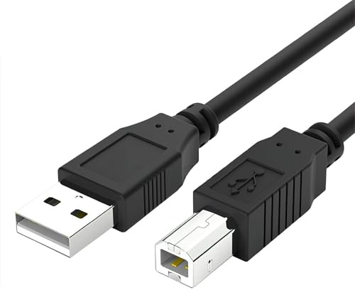 Raykce 1.8M USB A to B MIDI Cable With Magnetic Ring Shielding Layer | High Speed 480 Mbps Plug and Play for HP/Dell/Brother/Samsung Printers