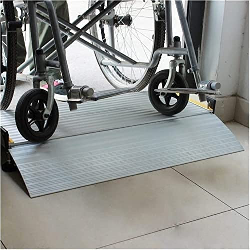 HYEFDWS Tragbare Rollstuhlrampe aus Aluminium, rutschfeste Brückenschwellenrampe mit verstellbaren Stützfüßen, robuste Mobilitäts-Einstiegsrampe für den Hauseingang (Größe: 102 x 74 x 10