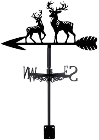 SUPERDANT Sika Deer Weathervane Sika Deer Wind Vane Weathercock Metal Weather Vane for Garden Farmhouse Decorative Outdoor Wind Measuring Tool Wind Direction Indicator Iron Weather Vanes for Yard