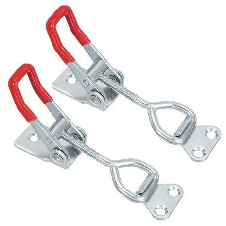 PATIKIL Toggle Latch Clamp 4002 Style, 2 Pcs Carbon Steel Adjustable Toggle Clamps Quick Release Smoker Pull Hasp Latches 396Lbs Bearing for Box Lid Jig, Silver