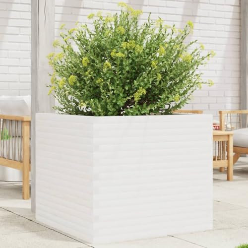 Xichuzi Pflanzkübel Weiß 80x80x68,5 cm Massivholz Kiefer, Blumentopf Gross, Blumenkasten Balkon, übertopf, Pflanzkasten, Flowerpot, Kräuterbeet Für Die Küche, Vertikalbeet - 3282480