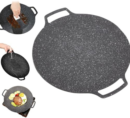 ZANWANXIN Non-stick Round Baking Pan,Korean Grill Pan,Korean Grill Pan for Indoor Cooking,Multifunctional Stove Plate, for Indoor & Outdoor Cooking (28cm)