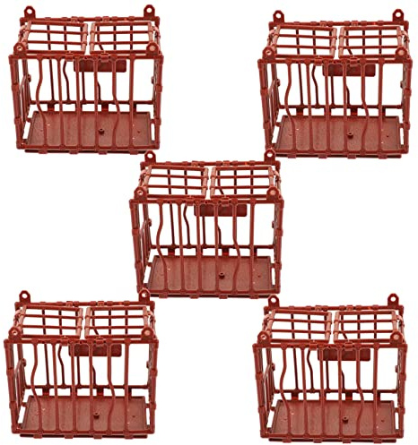 Toyvian 5pcs Plastic Mini Animal Cage Model Garden Fence Animal Barrier DIY House Decor Miniature Landscape Accessory Zoo Toys