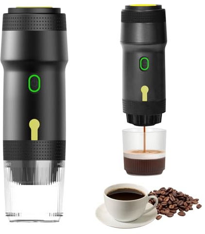 Macchina da caffè portatile: macchina da caffè senza fili auto-riscaldante, mini caffettiera da viaggio con capsula NS e caffè macinato, caricatore USB e caricabatteria da auto, macchina per espresso