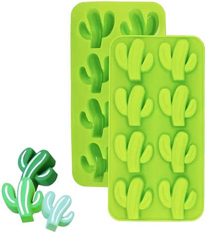 ZPTEE 2 Pcs Silicone Cactus Chocolate Moulds, Fun Shape Candy & Ice Cube Trays, Reusable Non-Stick Silicone Moulds for Chocolate, Jelly, Kids DIY Desserts & Party Drinks, Food-Grade & Easy Release
