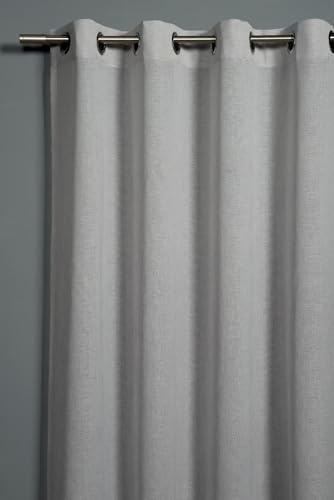 Sehlbach Cortinas confeccionadas con Ojales, Aspecto Lino Texturizado, Gris, 140x245 cm, Tejido Opaco, Fácil colocación, Certificado Oeko-Tex, Diseño armonioso
