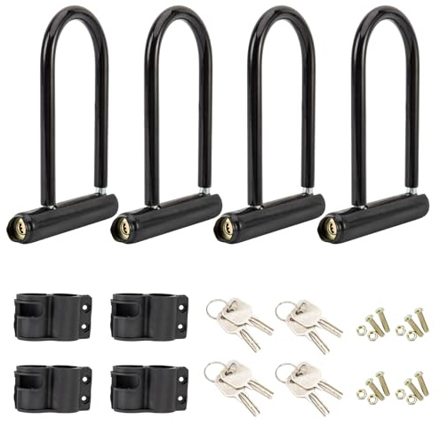 Bike U Lock, 4 Pack Bike Locks Anti Theft, Bicycle U-Locks with Keys and Mounting Bracket for Road, Mountain, and Electric Bikes.