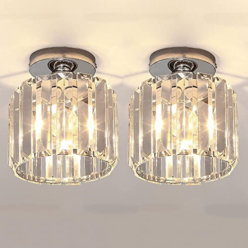 Lámpara Colgante de Techo, 2 Unidades, empotrada, para Colgar Cerca del Techo, Vintage, para Pasillo, Cocina, Dormitorio, Luces suspendidas cromadas.