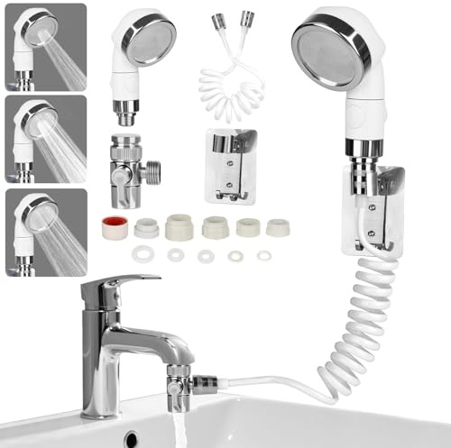 XCDMJ Handbrause für Waschbecken, Waschbeckenbrause mit Schlauch, Handbrause Duschkopf Set mit Schlauch, Duschkopfhalter und Wasserhahnspender, Wasserhahn, Bad für Behinderungen, Altere Menschen