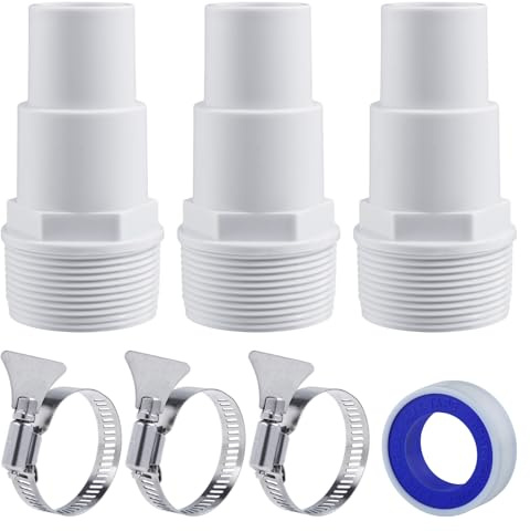 LEONTOOL 7 Pack Universal Combo Hose Adapter 1-1/4 or 1-1/2 Pool Pump Hose Connector Replacement with Clamps for Above Ground Tank Pump, Filters, Skimmers, Chlorine Feeders and Other Tank Equipment