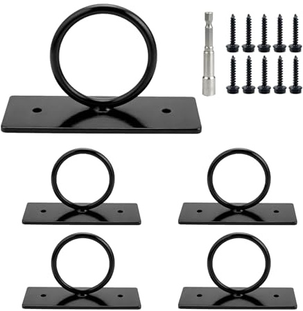 Aiyomi 5 Stück Seilträger Set, Schwarz Ring 304 Edelstahl Seilhalter für Zaun, Deck, Treppe, Wand usw. Innen und Außen