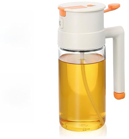 Astralong 650ml Aceitera Spray Pulverizador, Pulverizador de Aceite Antigoteo de Cristal, Dispensador Aceite Spray 2 en 1, spray aceite air fryer para cocina, Cocinar, (marfil)