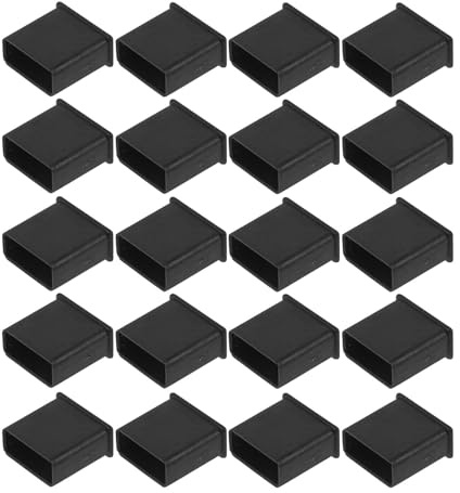 USHOBE 20pcs USB Dust Plug Port Covers Caps Protector for USB Drive Ports, Silicone Material Multi-functional Design, Black Colour, Adorable Shapes, for Preventing Dust and Damage