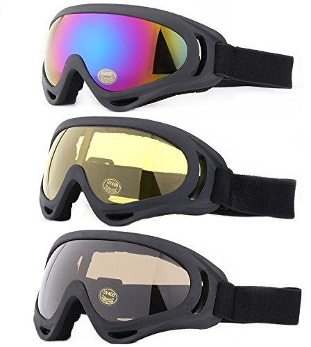 Yidomto Ski Goggles, 3 Pack Anti-Scratch Snow Goggles for Men, Women, Boys, Girls, Kids, Toddlers & Youth, UV 400 Protection for Skiing & Snowboard (Multicolor/Yellow/Tawny)