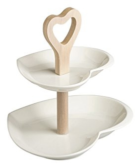 BRANDANI 53084 - Alzata per torte a doppio cuore, colore: Bianco